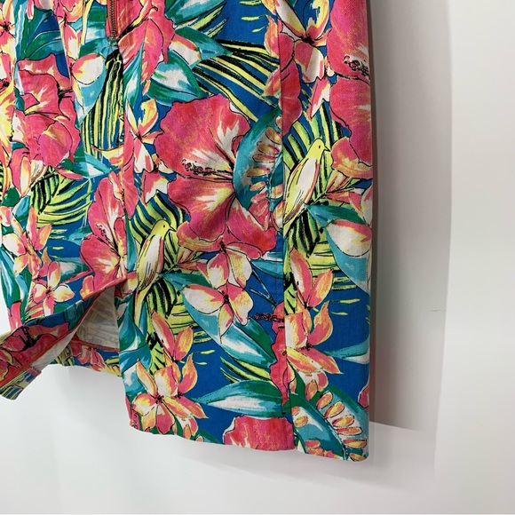 Loft Ann Taylor Colorful Floral Lightweight Denim Stretch Pencil Skirt Size 8 - Picture 11 of 15